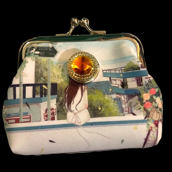 GORGEOUS SNAP BUTTON CHANGE PURSE with extra interchangeable snap button - Picture 3 of 7